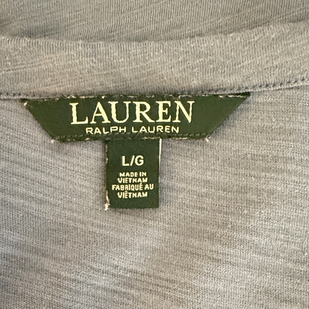 Lauren Ralph Lauren Steel Blue Lace-Up Cotton Top - Picture 7 of 11